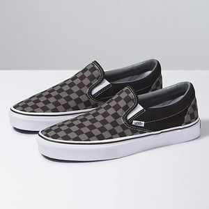 Checkerboard slip on vans
